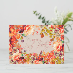 Carte Joyeux Anniversaire Automne Jardin Floral Champagn