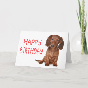 Carte Joyeux anniversaire aux amoureux de chiots teckel