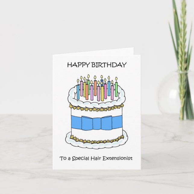 Carte Joyeux Anniversaire aux cheveux Extensioniste (Devant)