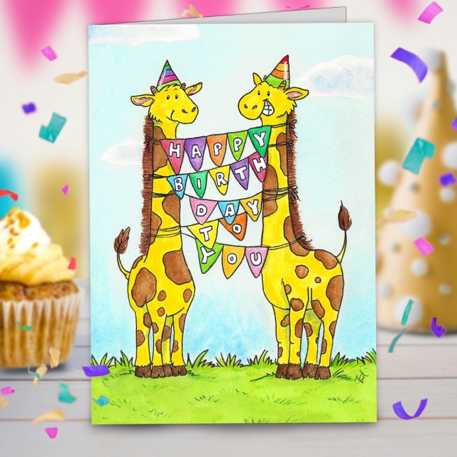 Carte Joyeux Anniversaire aux girafes (Créateur téléchargé)