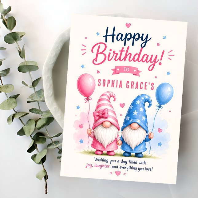 Carte Joyeux Anniversaire aux Gnomes Colorés (Créateur téléchargé)
