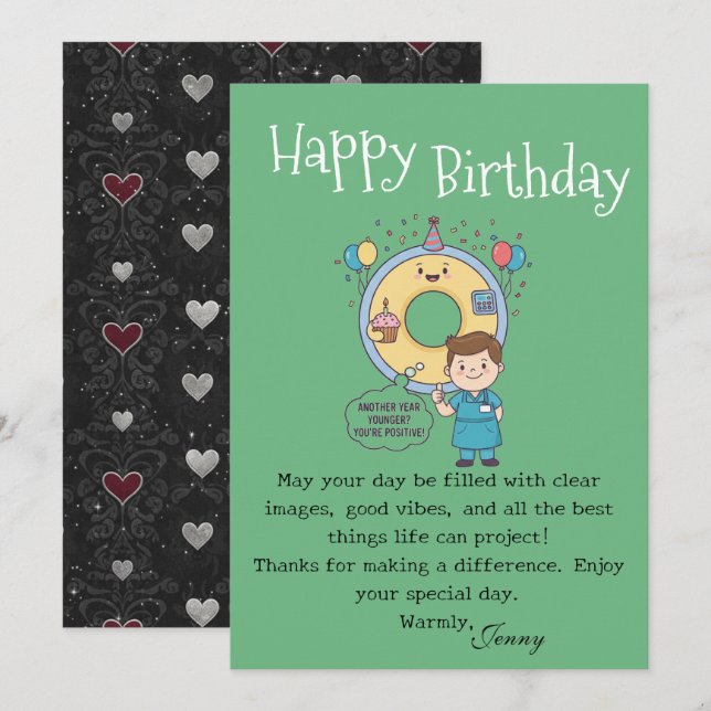 Carte Joyeux anniversaire aux opérateurs de machines de  (Devant / Derrière)
