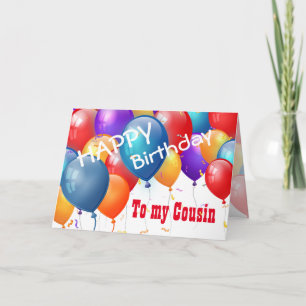 Carte Joyeux anniversaire avec Ballons COUSIN 2