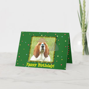 Carte "Joyeux anniversaire" avec Basset Hound comme chas