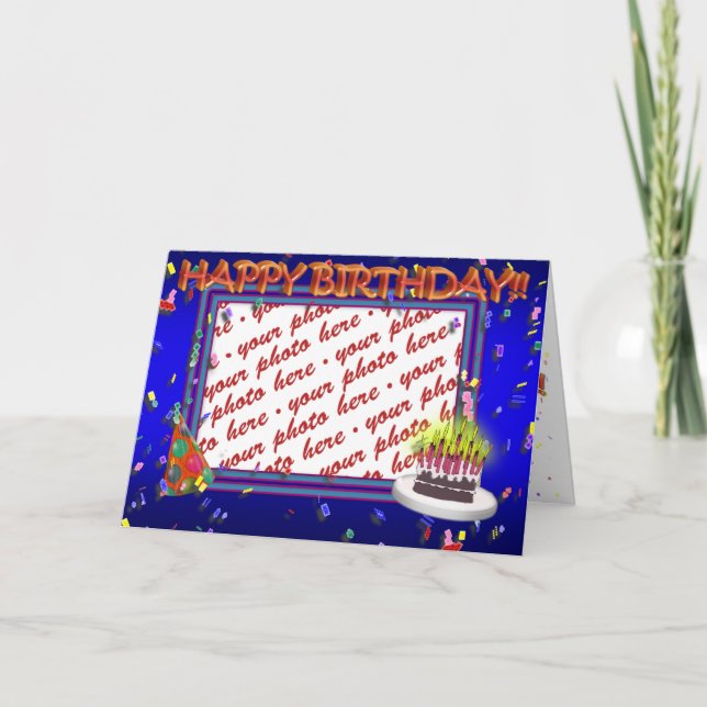 Carte Joyeux Anniversaire Avec Cadre Photo Confetti (Devant)