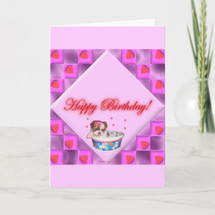 Carte Joyeux anniversaire avec Chih Tzu Puppy