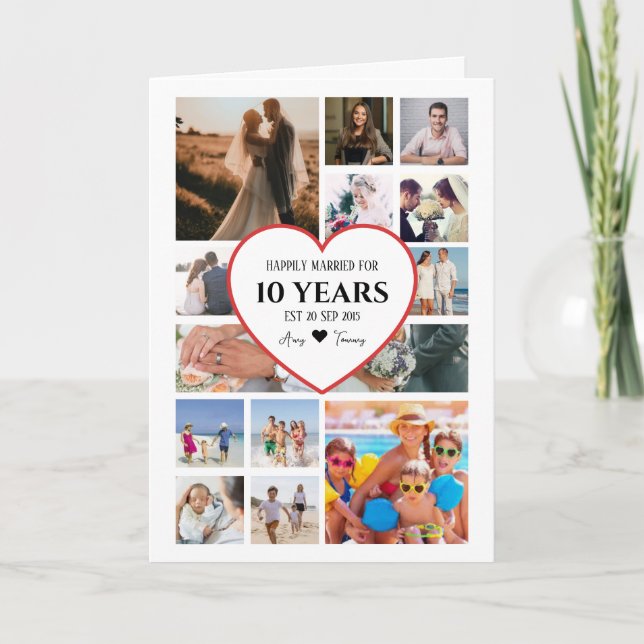 Carte Joyeux Anniversaire Avec Coeur En Centre Photo (Devant)