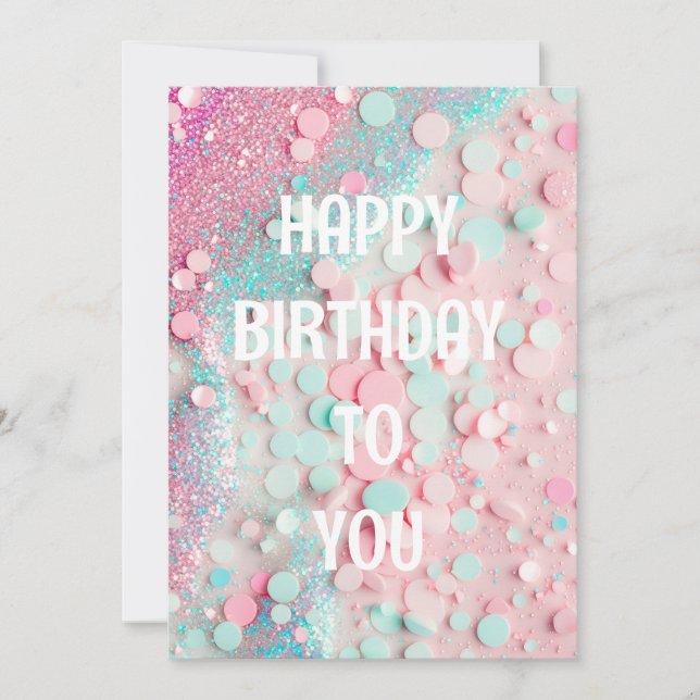 Carte joyeux anniversaire avec confettis pastel pa (Devant)