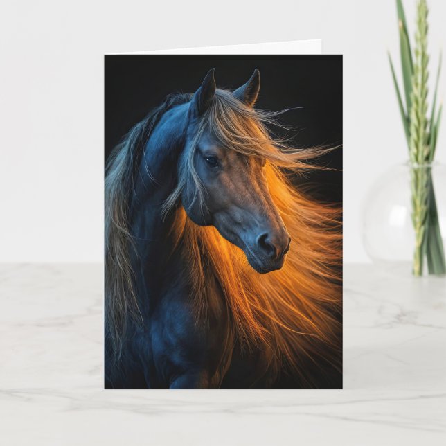 Carte Joyeux Anniversaire avec de beaux chevaux spiritue (Devant)