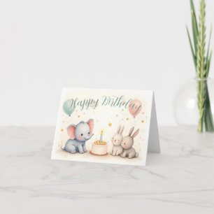 Carte Joyeux anniversaire avec des amis animaux