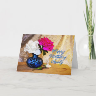 Carte Joyeux anniversaire avec des roses peints