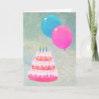 Joyeux anniversaire avec gâteau, cadeaux, ballons 