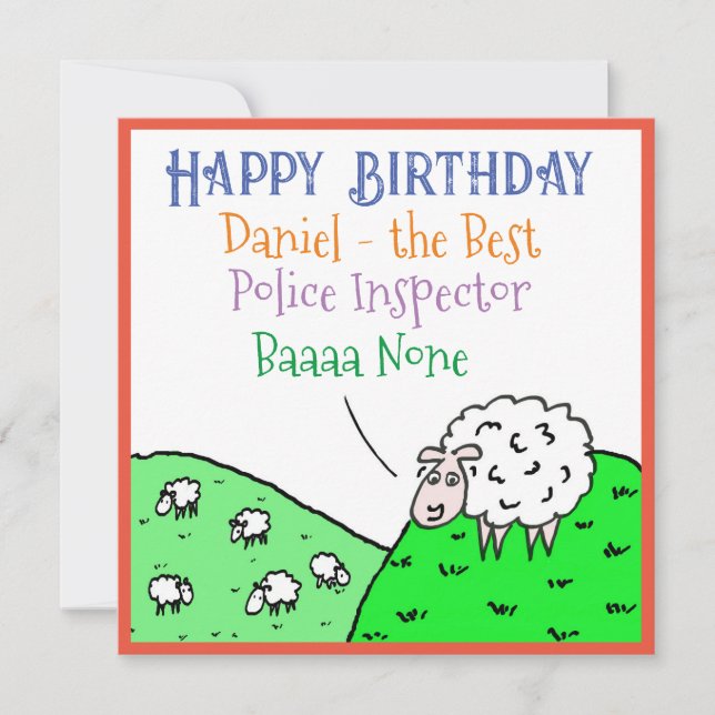 Carte Joyeux Anniversaire avec Illustration de Moutons A (Devant)