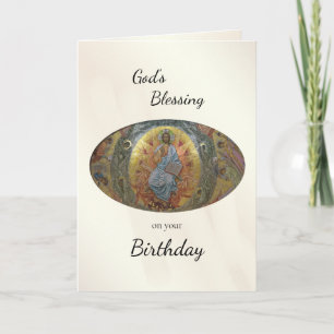 Carte Joyeux anniversaire avec la bénédiction de Dieu, c