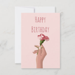 Carte Joyeux anniversaire avec la fleur de l'oeillet
