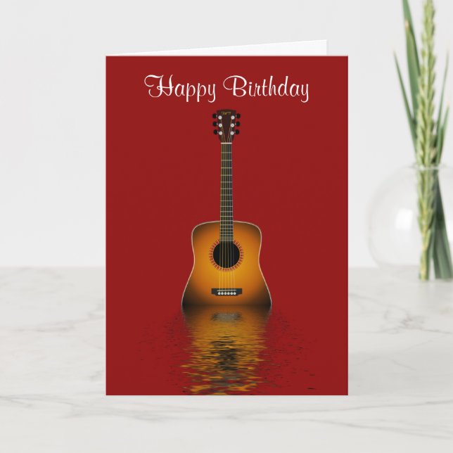 Carte Joyeux anniversaire avec la guitare acoustique (Devant)