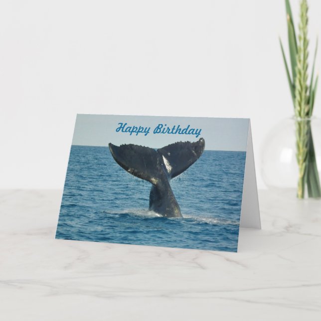 Carte Joyeux anniversaire avec la queue d'une baleine et (Devant)