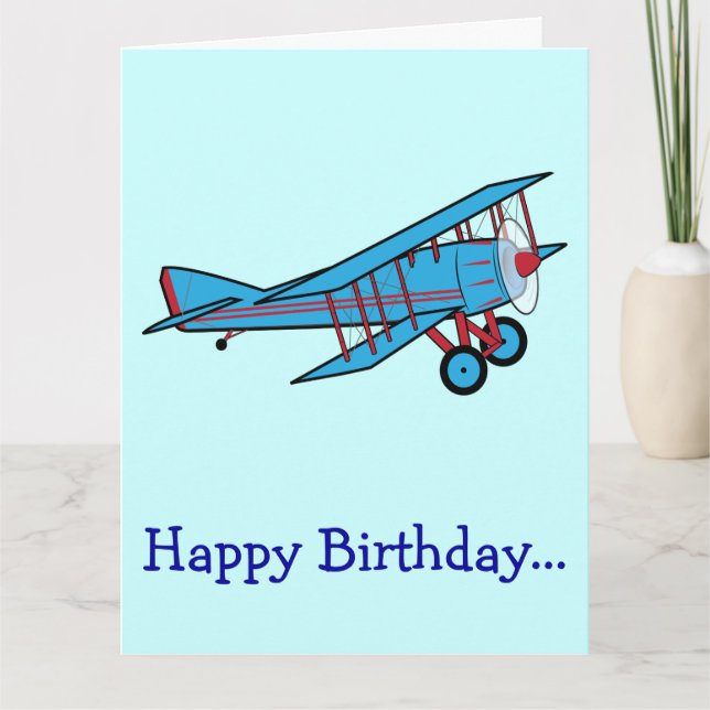 Carte Joyeux anniversaire avec l'avion de toute la bande (Devant)