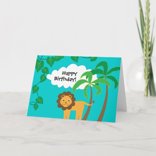 Carte Joyeux Anniversaire Avec Le Lion Mignon Dans La Zazzle Fr