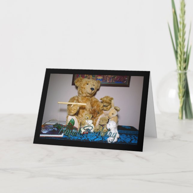 Carte Joyeux Anniversaire Avec Marionnette Maître Ours T (Devant)