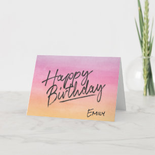 Carte Joyeux anniversaire avec nom sur aquarelle