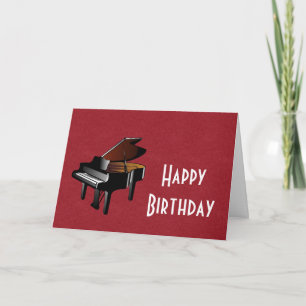 Carte Joyeux anniversaire avec piano ébène et ivoire