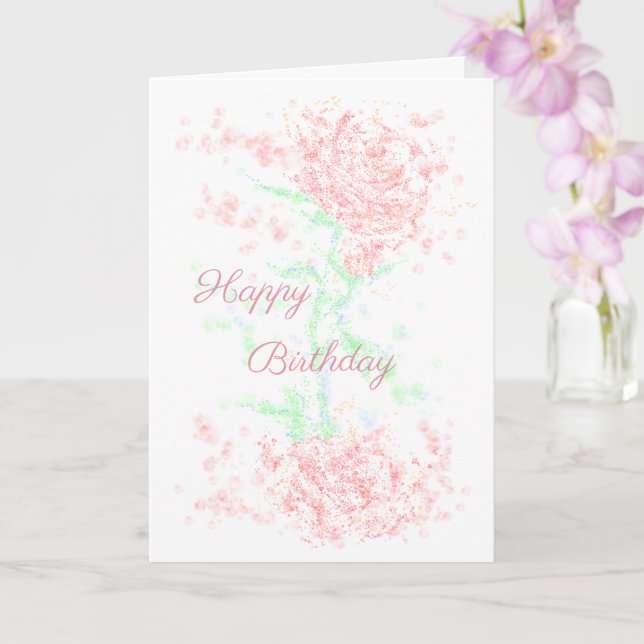 Carte Joyeux Anniversaire avec rose simple (Orchidée)
