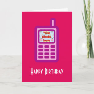Carte Joyeux anniversaire avec téléphone portable rose a