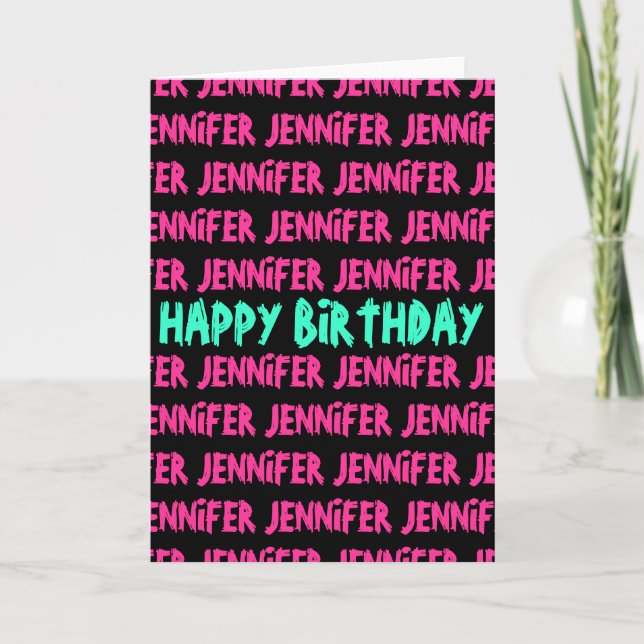 Carte Joyeux Anniversaire avec texte couleur néon (Devant)