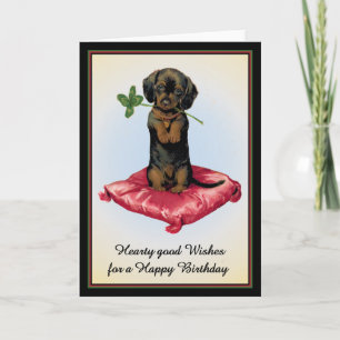 Carte Joyeux Anniversaire avec un dachshund mignon