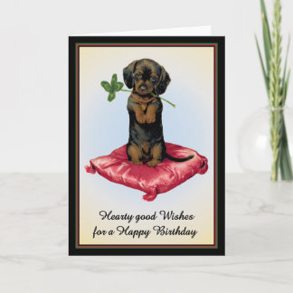 Carte Joyeux Anniversaire avec un dachshund mignon
