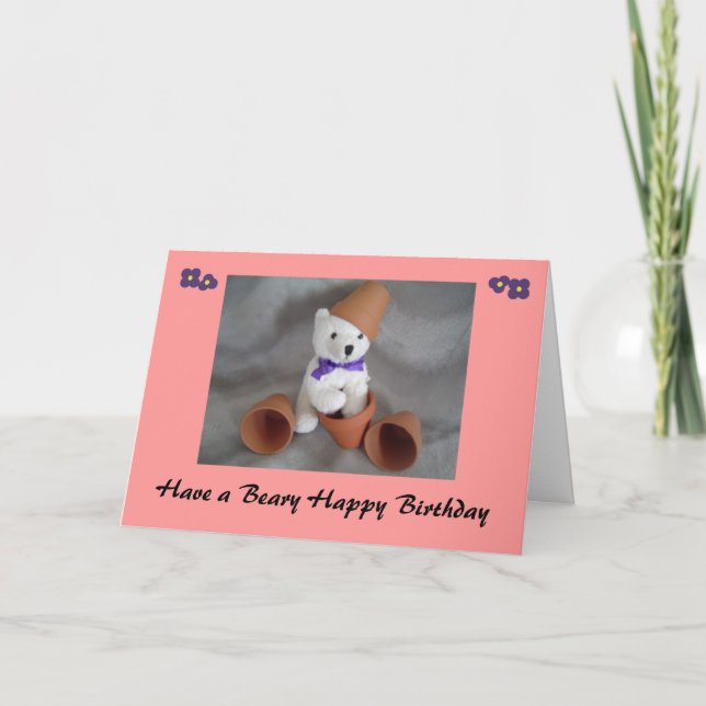 Carte Joyeux anniversaire avec un ours (Devant)
