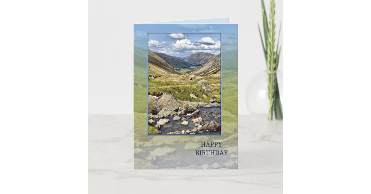 Carte Joyeux Anniversaire Avec Un Paysage De Montagne Zazzle Fr