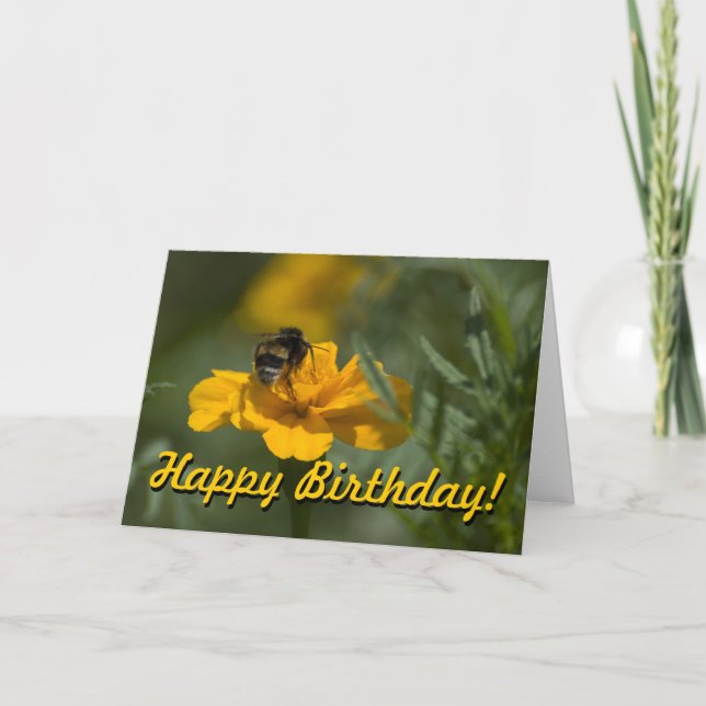Carte Joyeux anniversaire avec une abeille en haut (Devant)