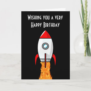 Carte Joyeux anniversaire avec une fusée de vaisseau spa