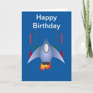 Carte Joyeux anniversaire avec une fusée de vaisseau spa