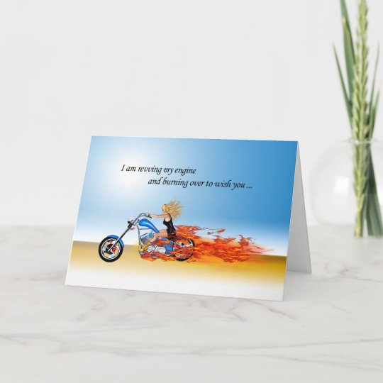 Carte Joyeux Anniversaire Avec Une Moto Flamboyante Zazzle Fr