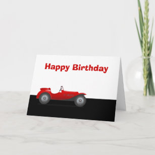 Carte Joyeux anniversaire avec voiture de course rouge c