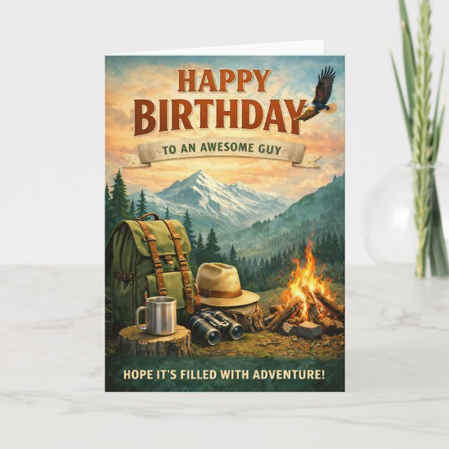 Carte Joyeux Anniversaire - Aventurier (Devant)