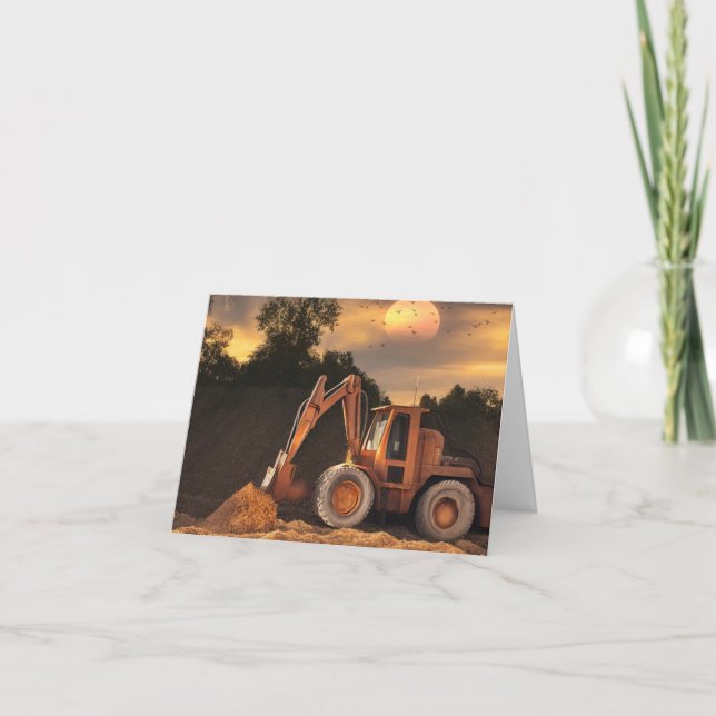 Carte Joyeux Anniversaire Backhoe (Devant)