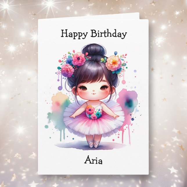 Carte Joyeux anniversaire Ballerina Coloring Page Girl's (Créateur téléchargé)