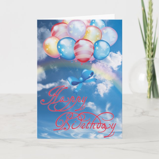 Carte Joyeux anniversaire ballons colorés (Devant)