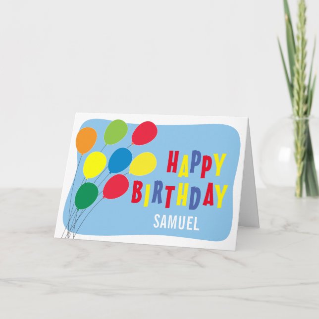 Carte Joyeux anniversaire Ballons colorés garçons Annive (Devant)