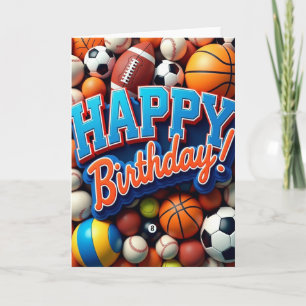 Carte Joyeux Anniversaire Ballons de Sport
