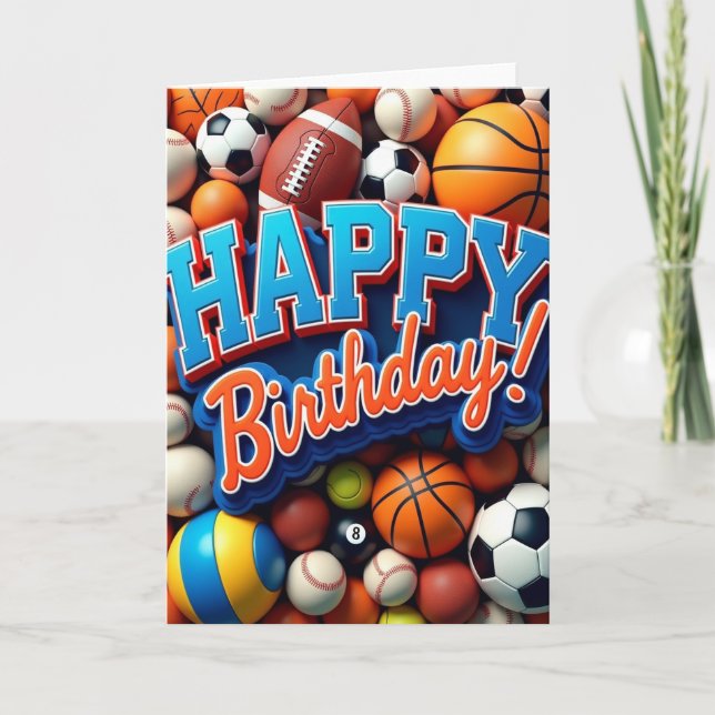 Carte Joyeux Anniversaire Ballons de Sport (Devant)