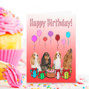 Carte Joyeux Anniversaire Ballons pour Cavalier King Cha