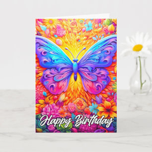 Carte Joyeux anniversaire Beau Papillon Artistique