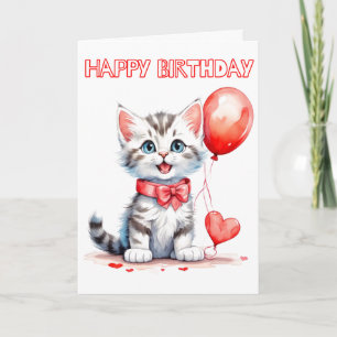 Carte Joyeux Anniversaire Bébé Chat Jouet