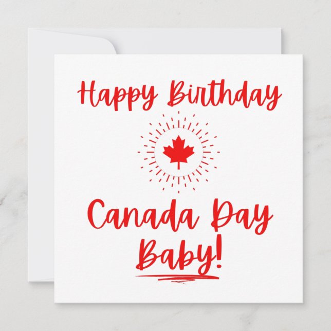 Carte Joyeux Anniversaire Bébé Fête du Canada (Devant)