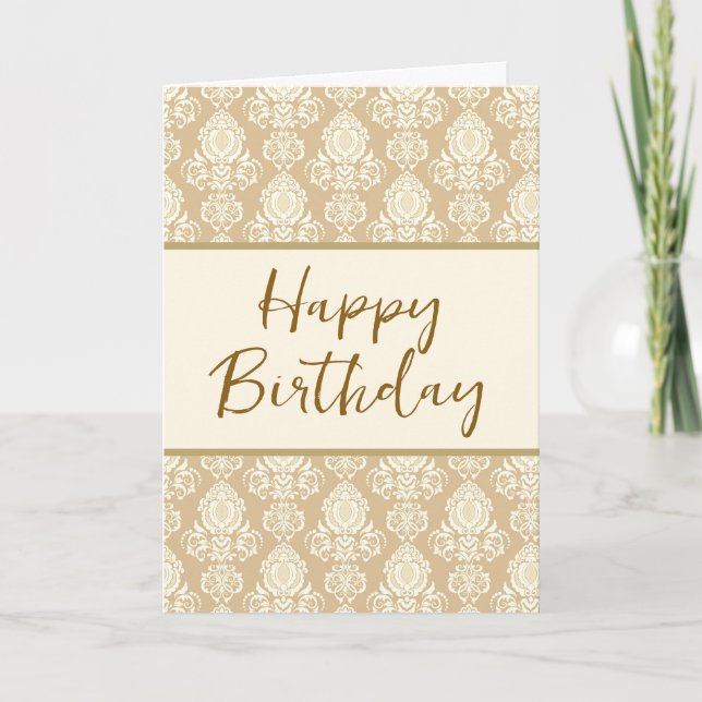 Carte Joyeux Anniversaire Beige Vintage Papier (Devant)